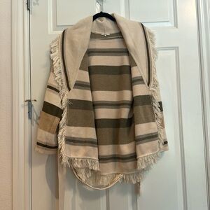 Atlas Blanket Stripe Fringe Cardigan in Neutral Stripe